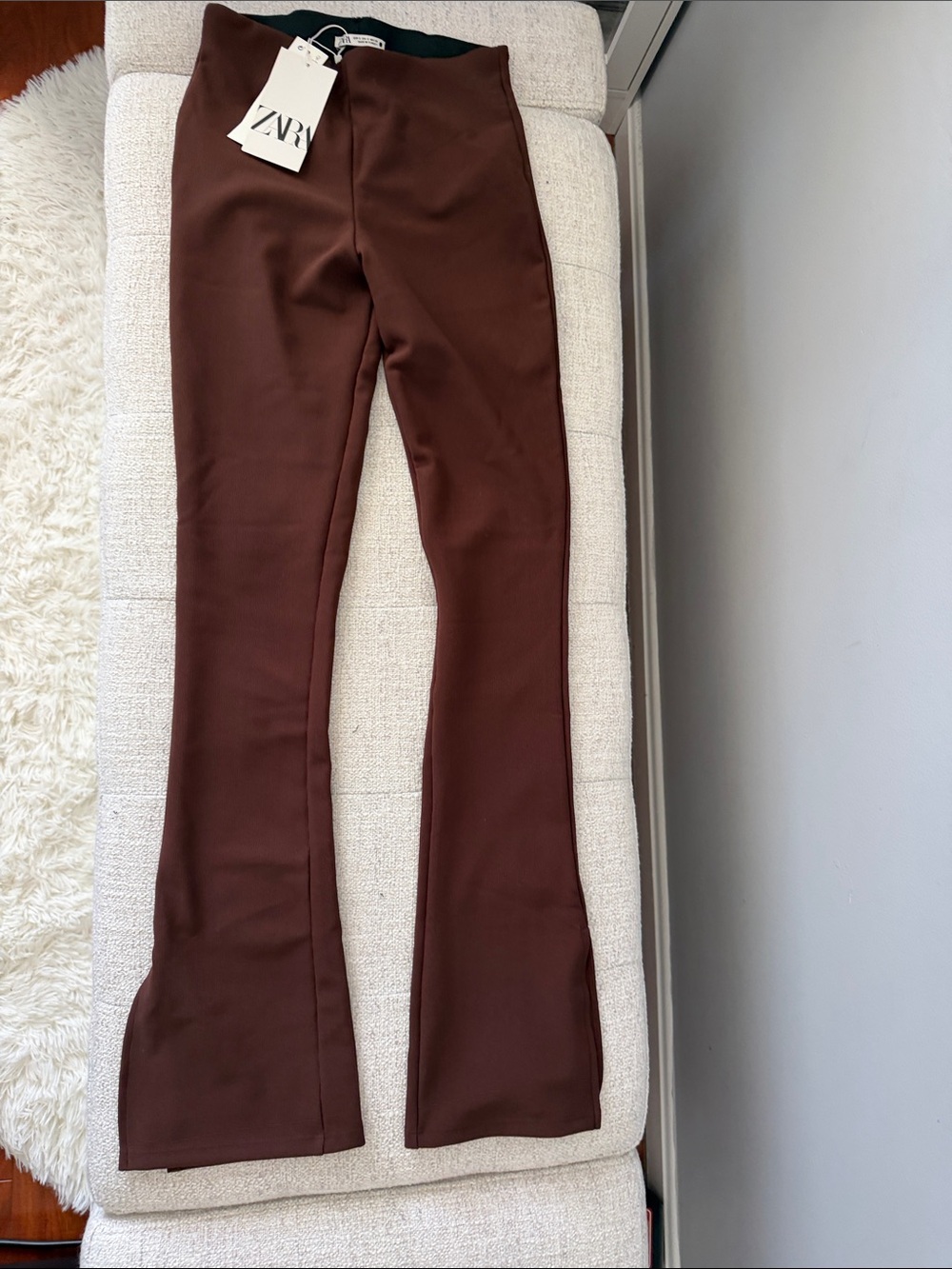 Zara Dark Brown Flared Ponte Pants